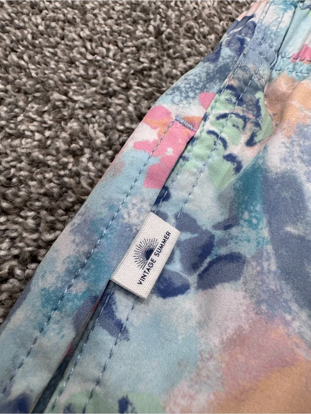 Men's Floral Swim Trunks - Pastel Blue Pink Print